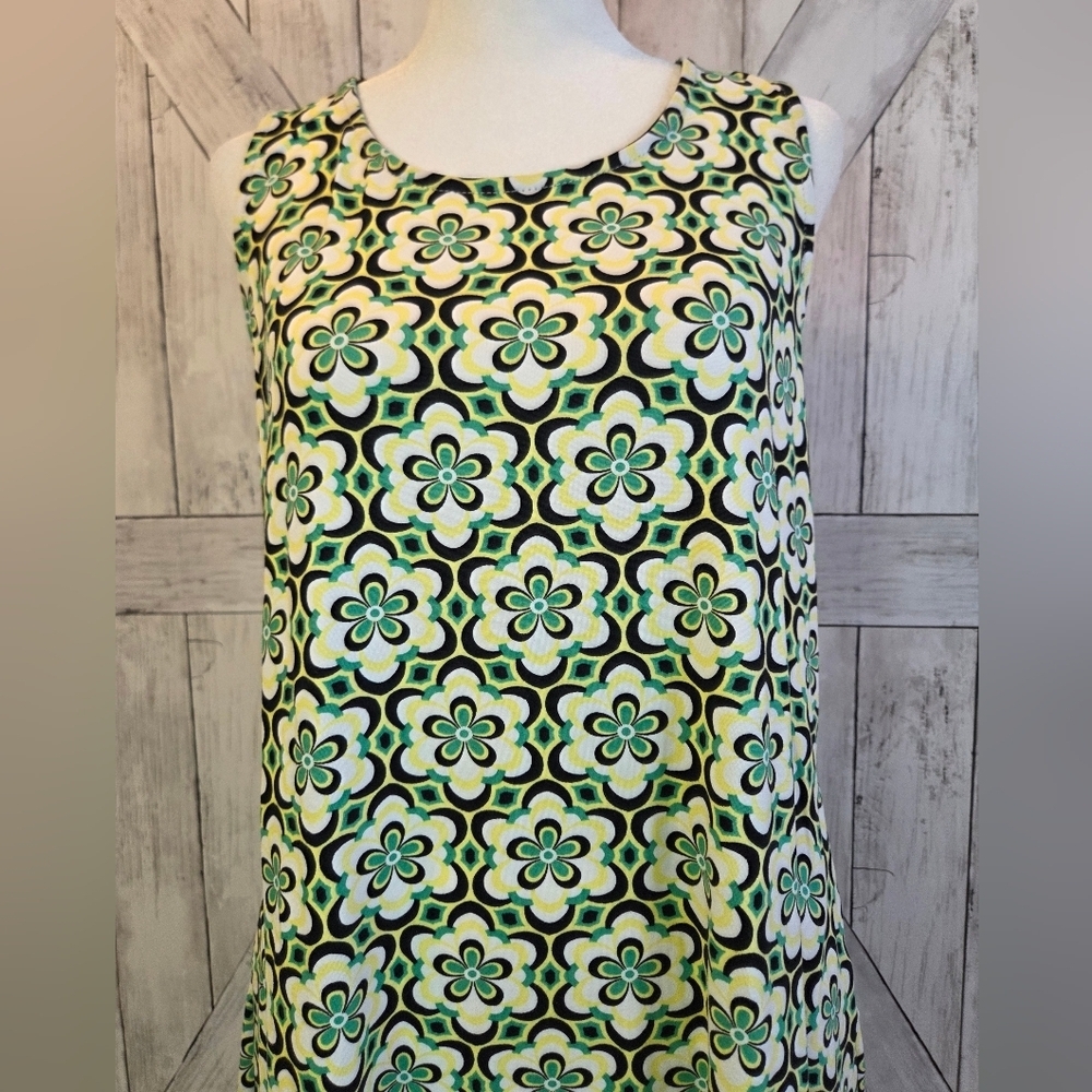 Floral Midi Dress in Cream and Green - Picture 2 of 6